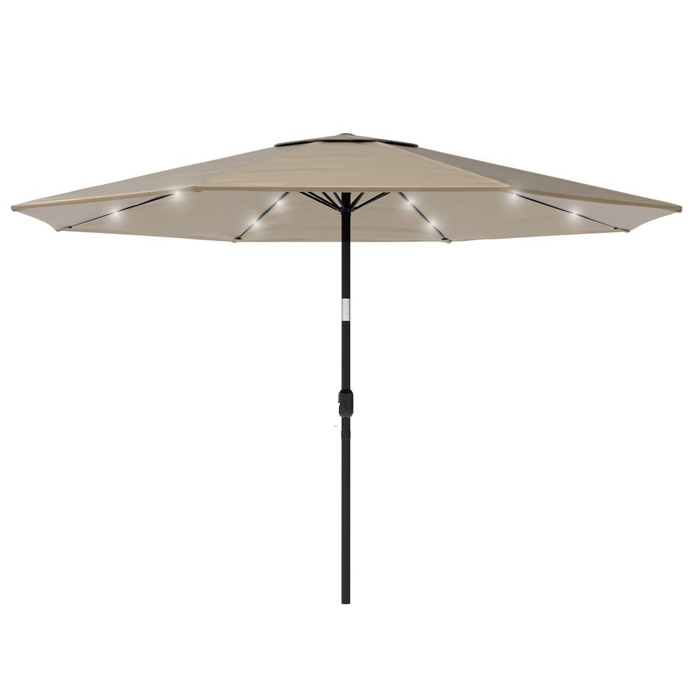 Solar Lighted Patio Umbrellas Furniture The Home Depot 10 Ft Aluminum Market Solar Tilt Led Lighted Patio Umbrella