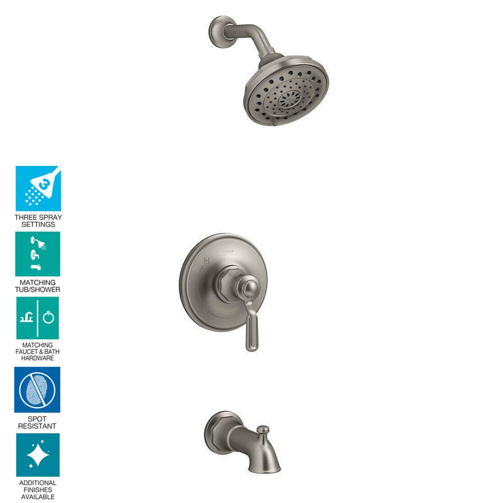 Kohler Worth 1 Handle 3 Spray Tub And Shower Faucet In Vibrant