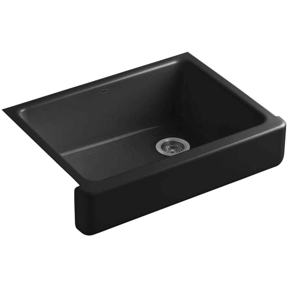 KOHLER Whitehaven Farmhouse ApronFront Cast Iron 30 in. Single Basin Kitchen Sink in Black