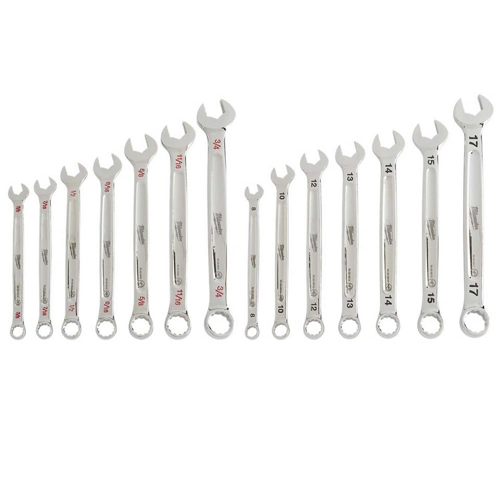 Milwaukee SAE and Metric Combination Wrench Mechanics Tool Set (14