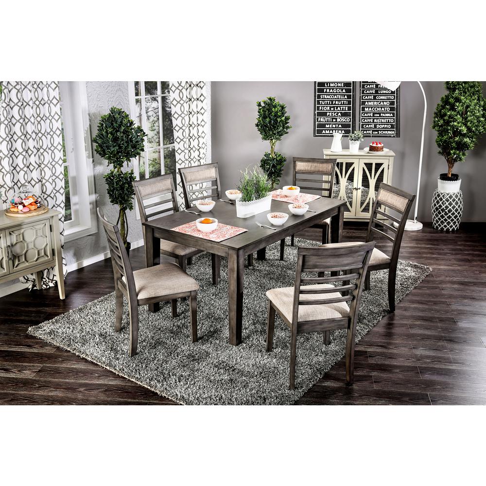 Talyah 7pc Transitional Style Dining Table Set In Weathered Gray And Beige Finish Talyah 7pc Transitional Style Dining Table Set In Weathered Gray And Beige Finish