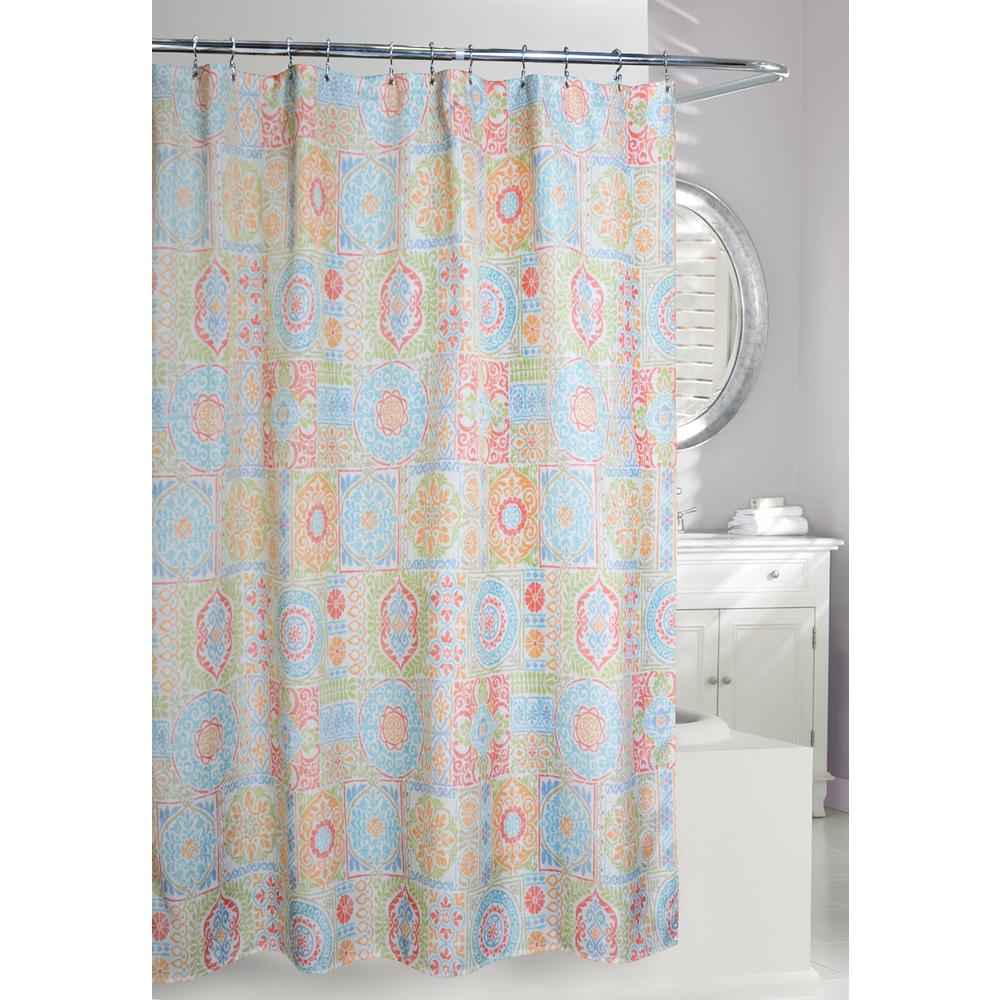 Vallhara 71 In Multi Color Fabric Shower Curtain