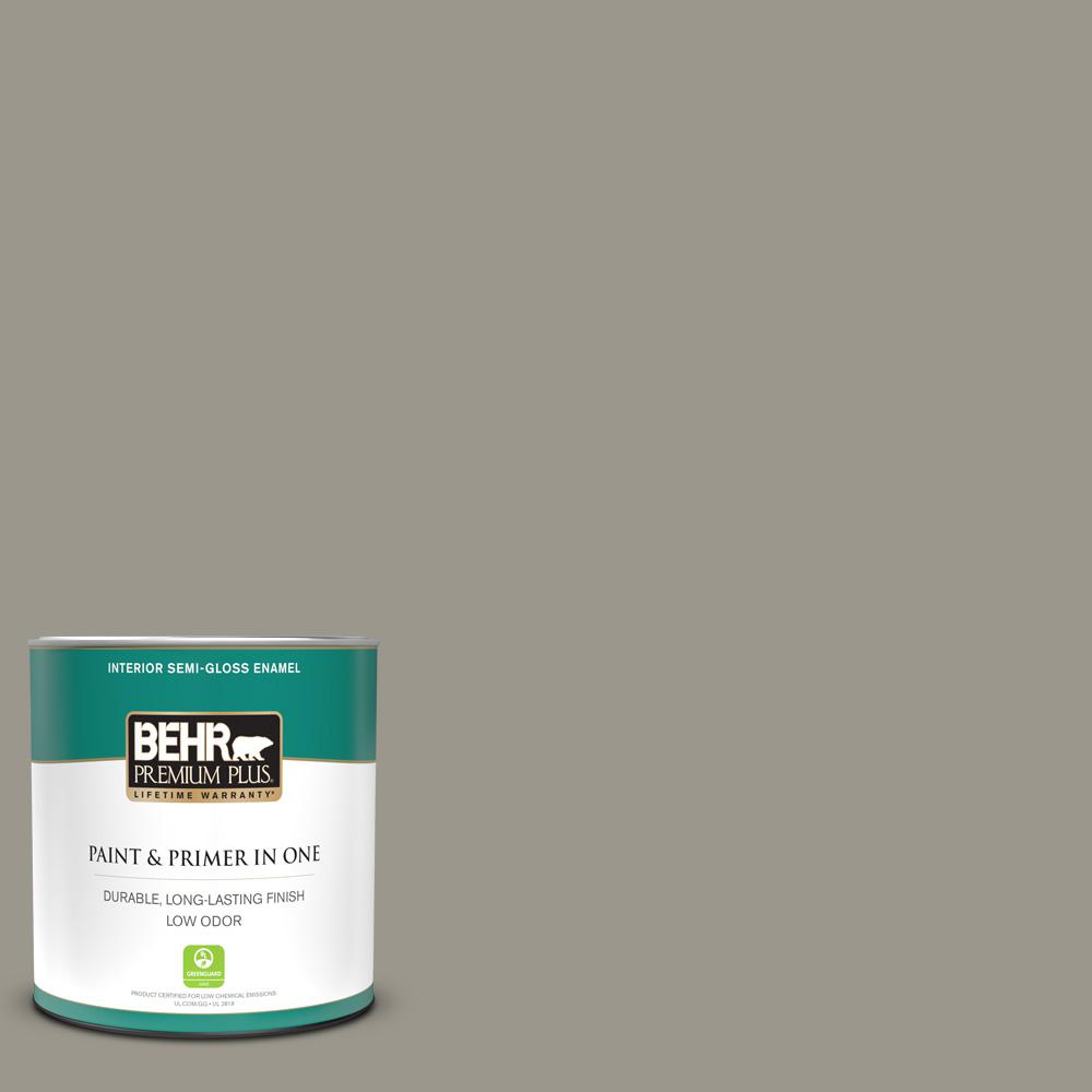 BEHR PREMIUM PLUS 1 qt. MQ260 Iron Gate SemiGloss Enamel Low Odor