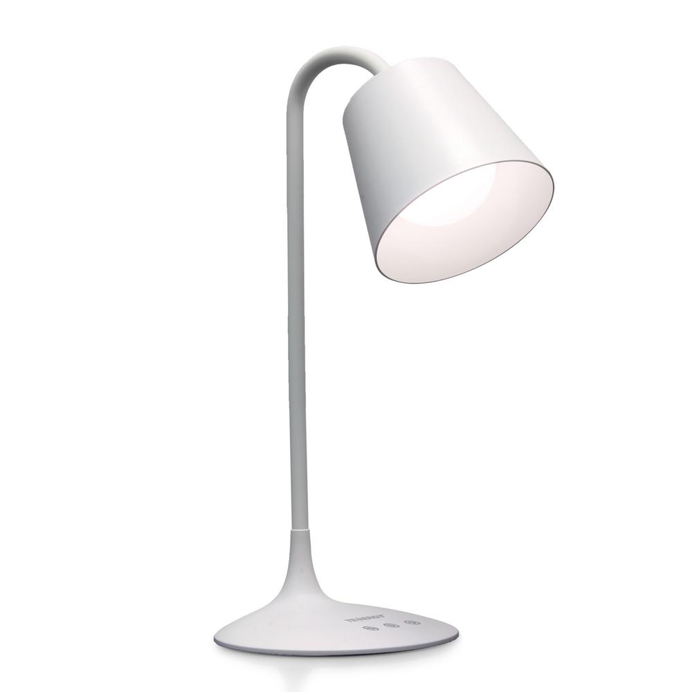 Integrated Led Recently Added Desk Lamps The Home Depot White Classic Led Desk Lamp With Built In Battery And Timer For