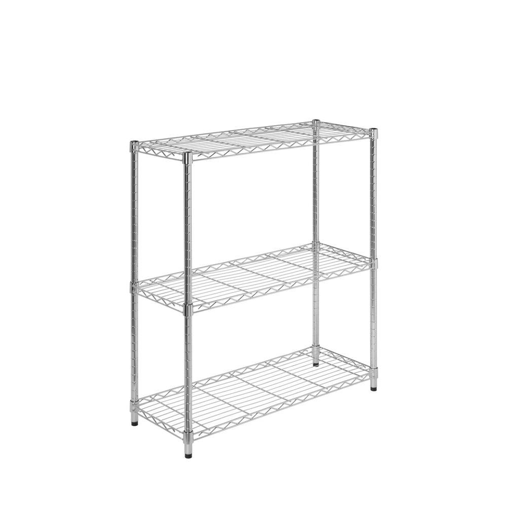 Honey Can Do 30 In H X 24 W 14 D 3 Shelves Steel Shelving Unit Chrome