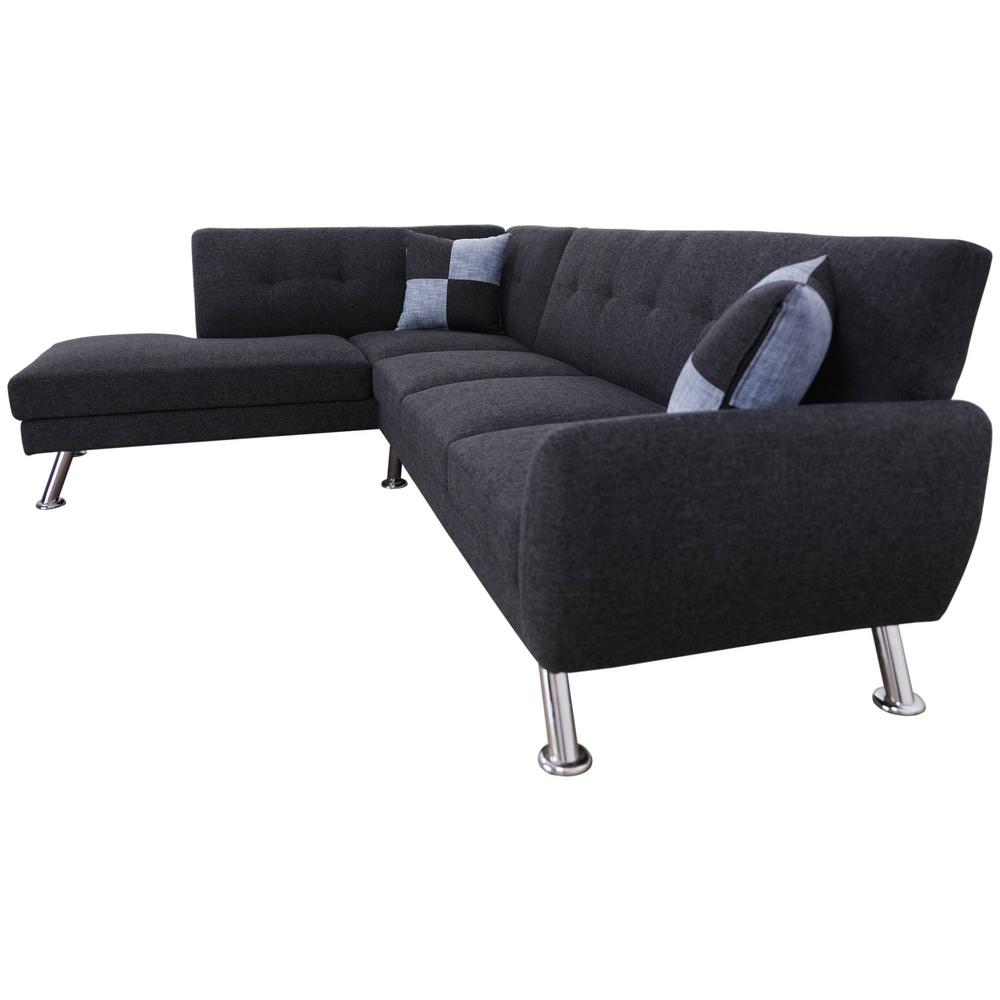 Cam Black Grey Left Facing Sectional Sofa With Ottoman Cam Black Grey Left Facing Sectional Sofa With Ottoman