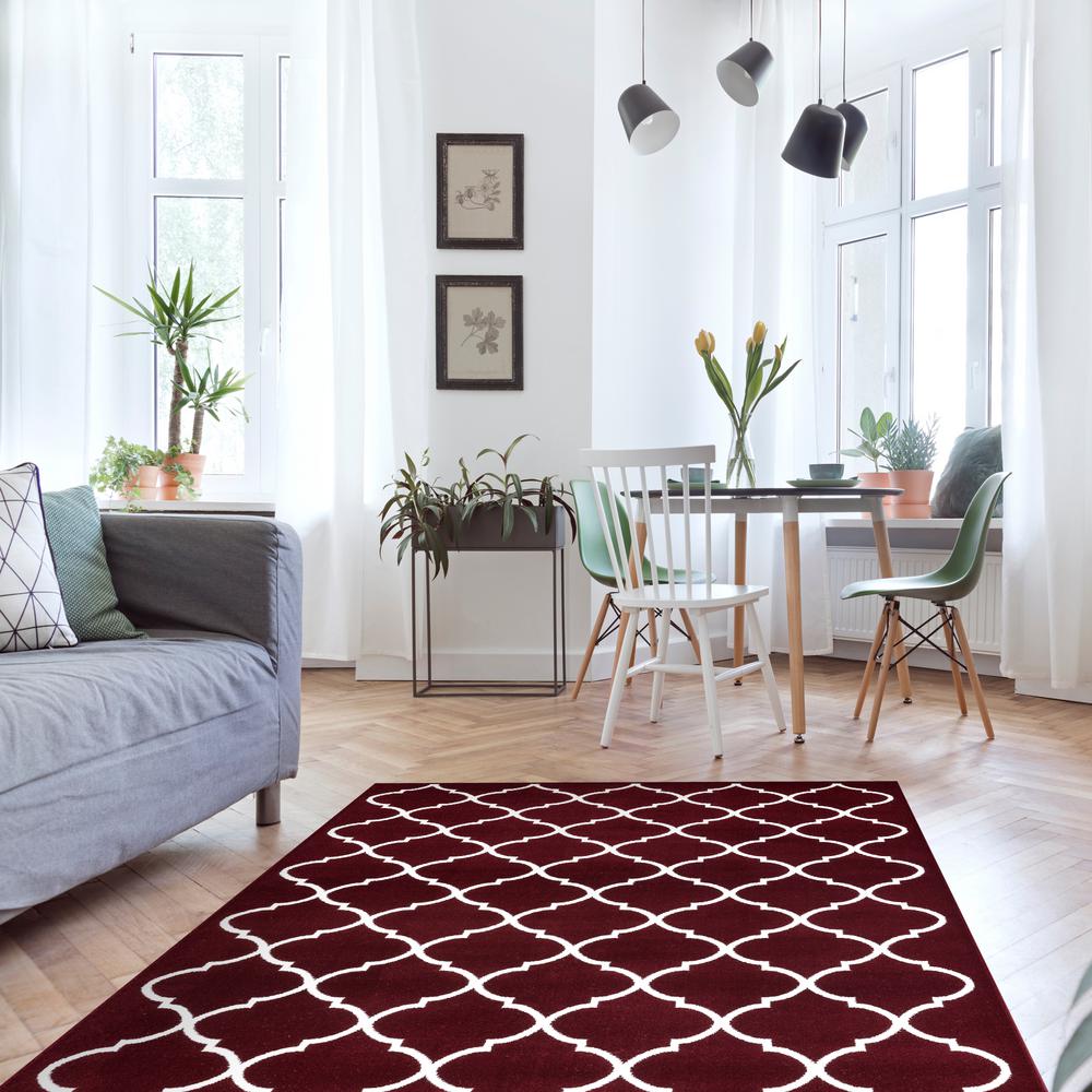 Sussexhome Area Rugs Modern Desing For Living Room 5 X 7 Red White Beat Red 5x7 The Home Depot