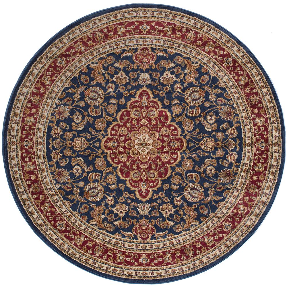 Tayse Rugs Sensation Navy Blue 7 ft. 10 in. Round Traditional Area Rug