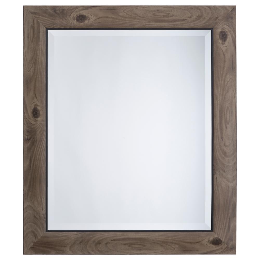 Mirror With Frame In Gray Wood Black Trim Mirror With Frame In Gray Wood Black Trim