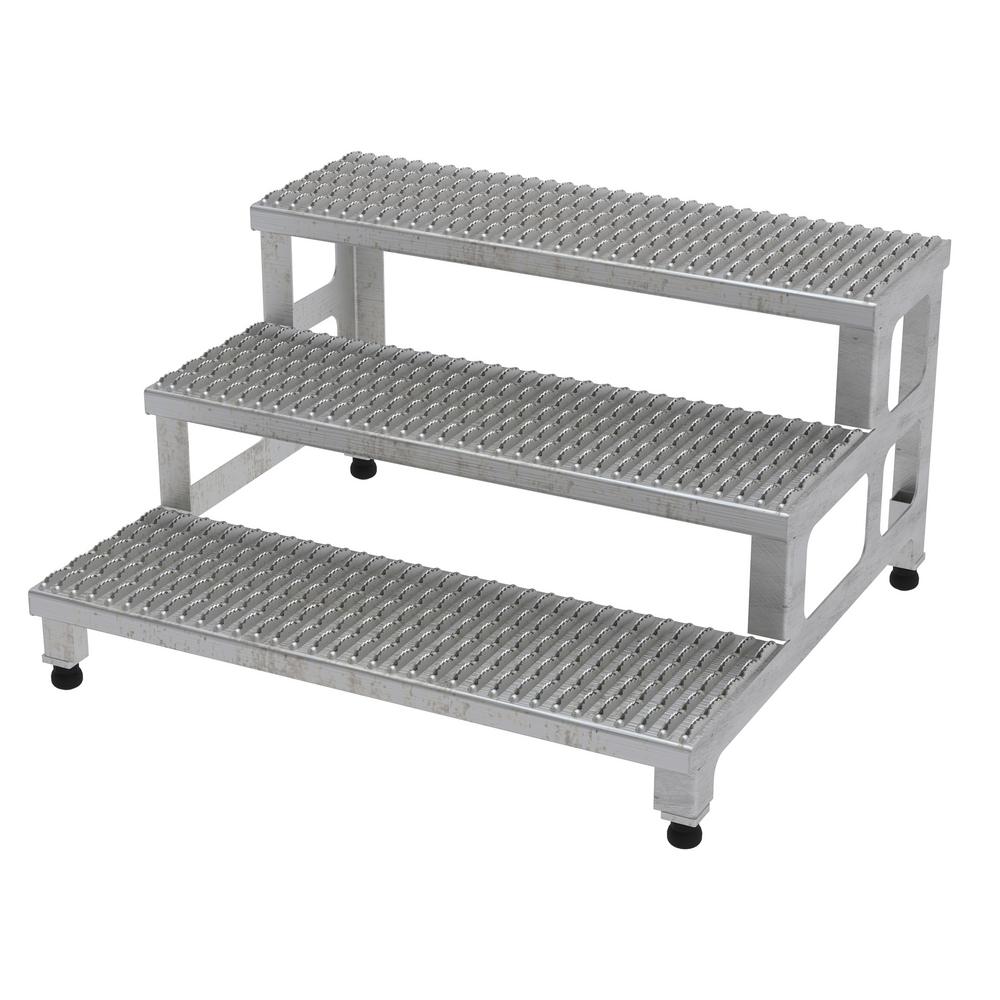 Vestil 36 inch x 34 inch 3 Step Adjustable Stainless Steel Step Mate Stand by Vestil