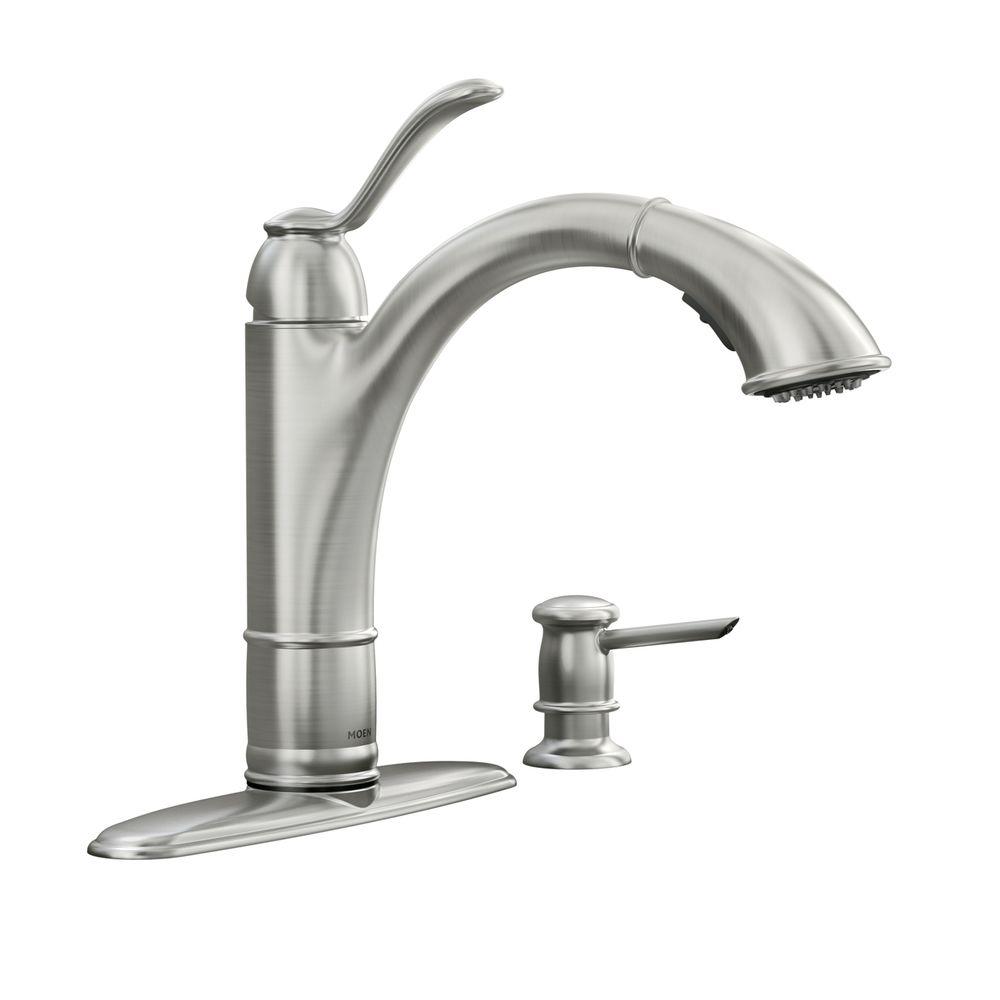 MOEN Walden Single-Handle Pull-Out Sprayer Kitchen Faucet ...