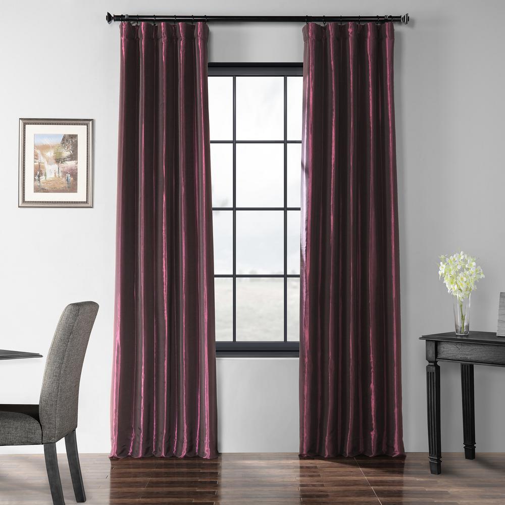 Exclusive Fabrics Furnishings Royal Port Purple Blackout Faux Silk Taffeta Curtain 50 In W X 84 L