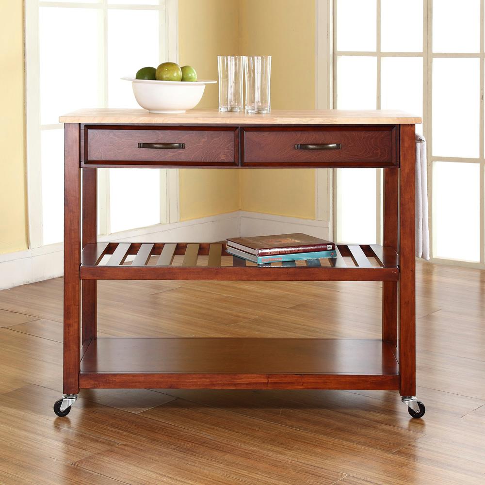 Crosley Black Kitchen Cart With Natural Wood Top Kf30051bk The This Review Is From Cherry Kitchen Cart With Natural Wood Top