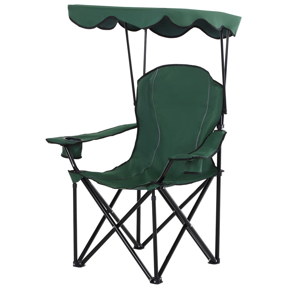 Outsunny Oxford Sports Folding Green Metal Camping Chair with an
