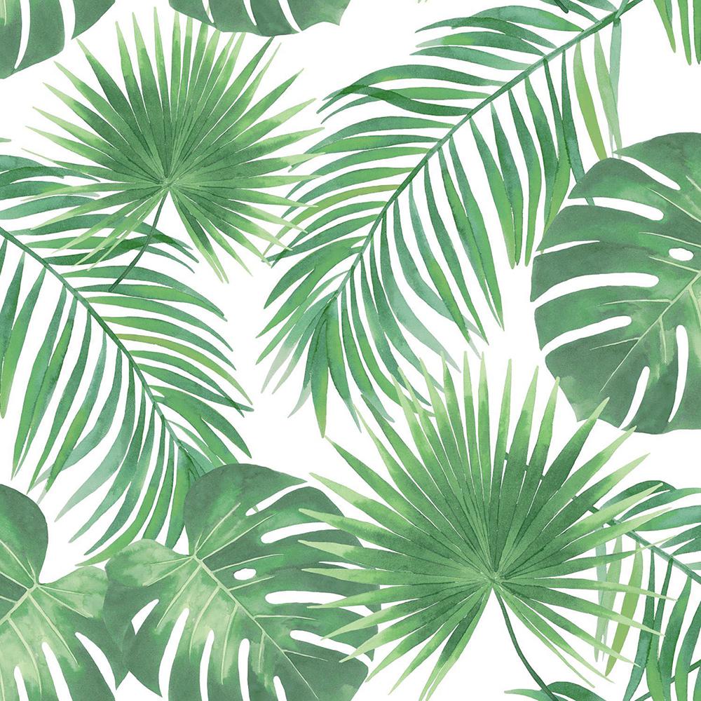 Esta Home Patti Light Green Leaves Paper Strippable Wallpaper Covers 56 4 Sq Ft Dd The Home Depot