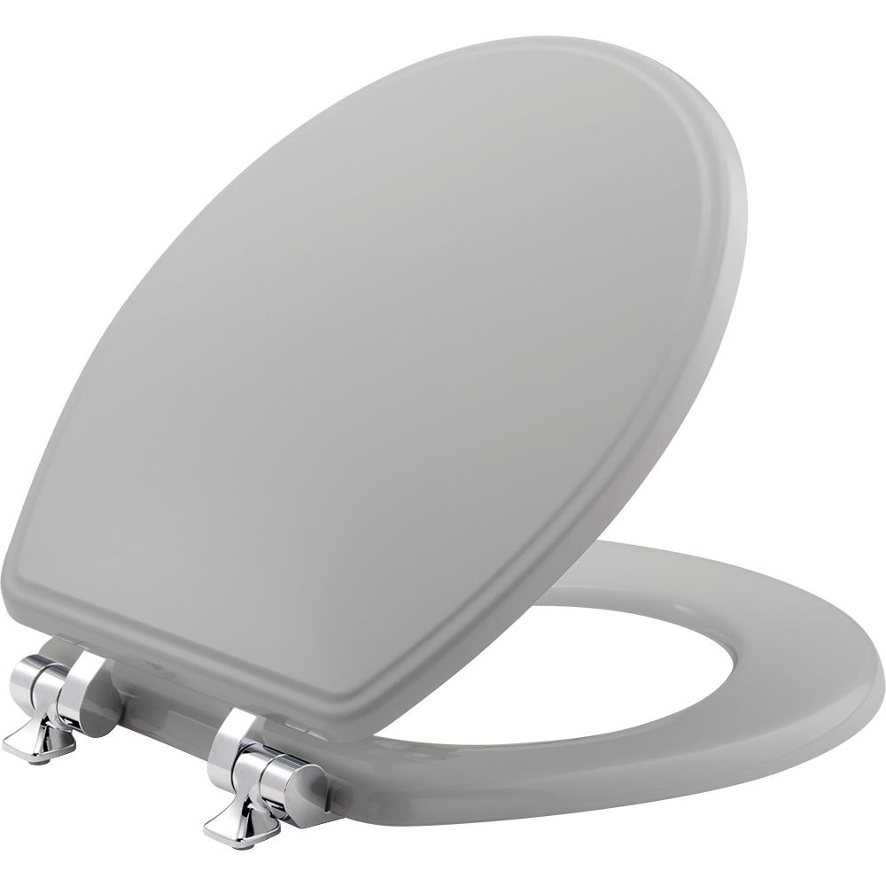 BEMIS Weston Slow Close Round Closed Front Toilet Seat in Silver