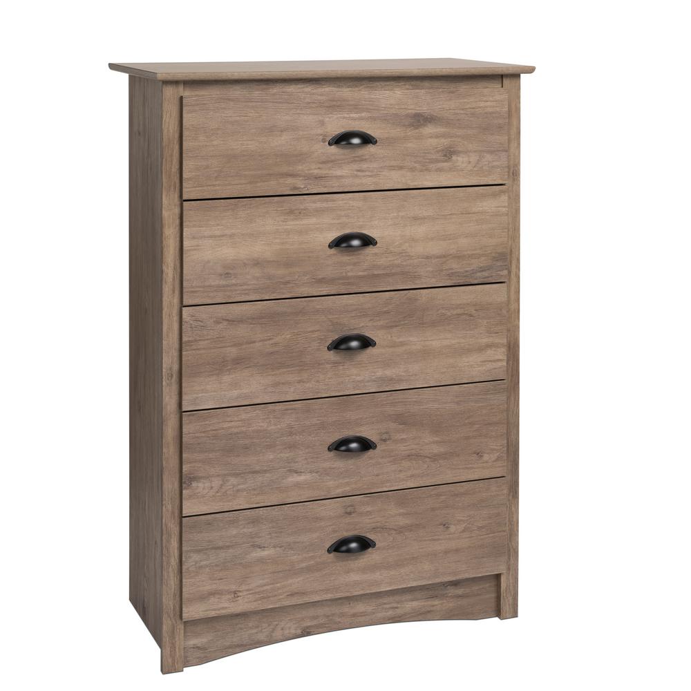 Prepac Salt Spring 5 Drawer Drifted Gray Chest Of Drawers Ddc 3345