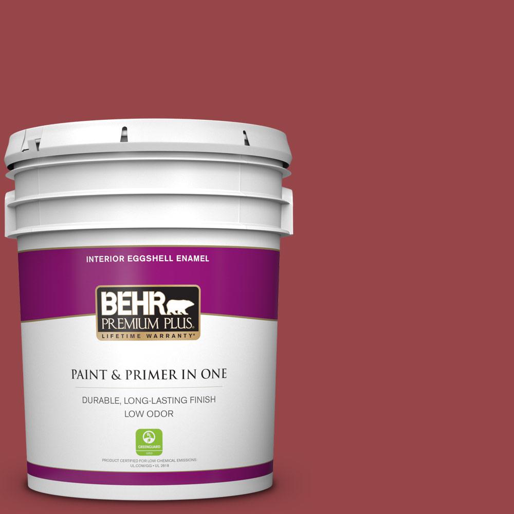 BEHR PREMIUM PLUS 5 gal. 150D7 Regal Red Eggshell Enamel Low Odor Interior Paint and Primer in