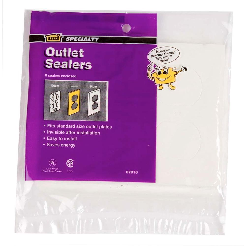 Electrical Cover 6 in Pack Insulated Sealers 2 Receptacle White Outlet sealers