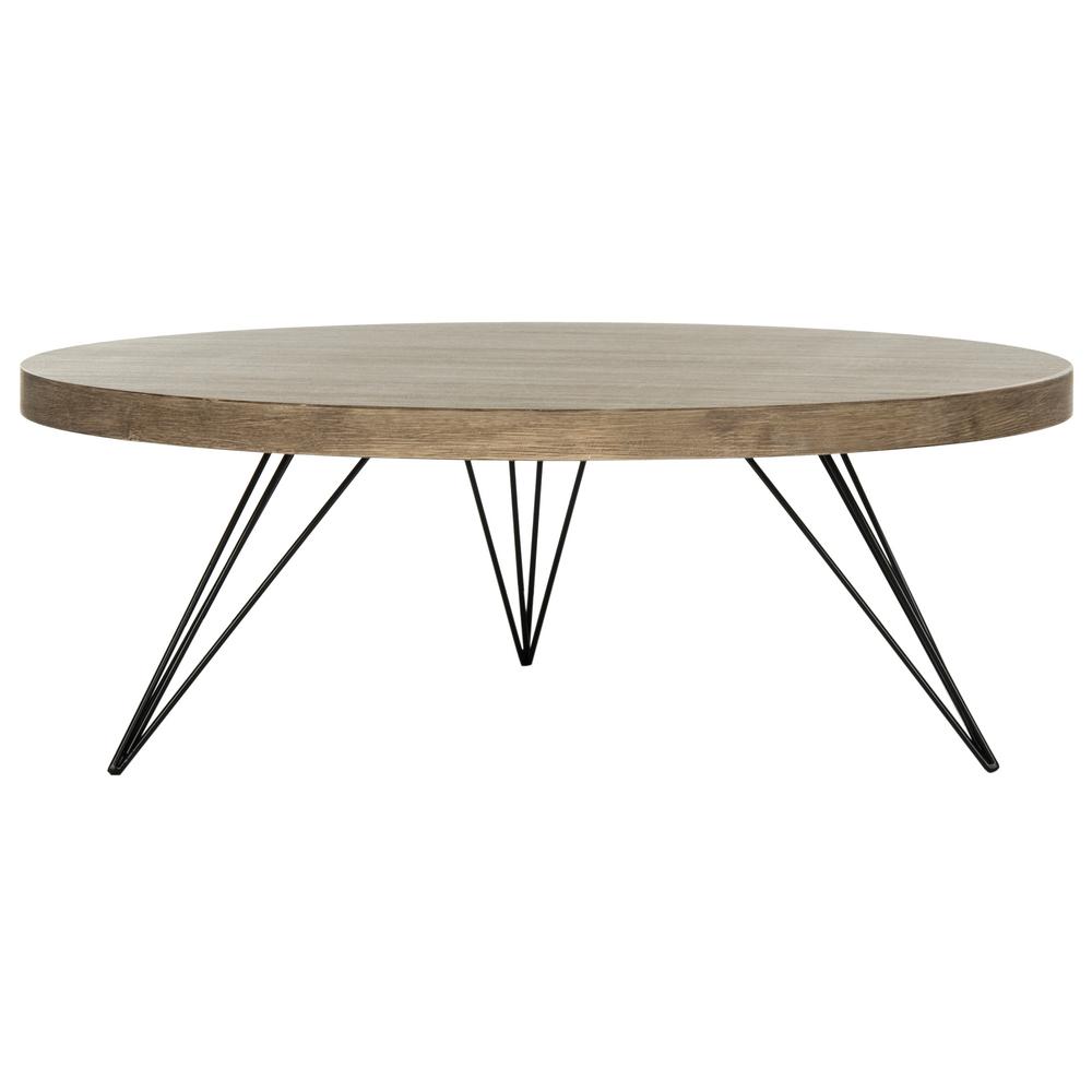 Safavieh Mansel Light Oak/Black Retro Mid Century Round Coffee TableFOX4233A The Home Depot