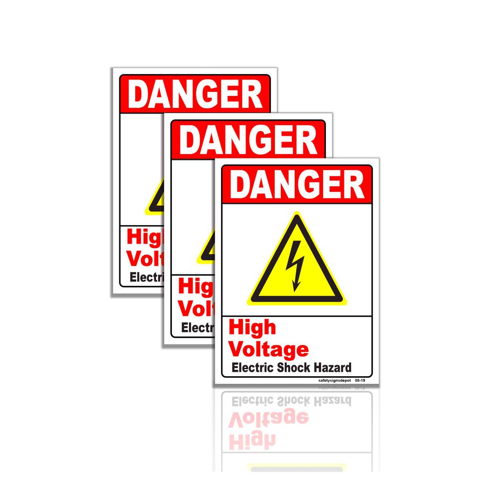 Safetysignsdepot 5 In X 6 5 In Danger High Voltage Electrical Shock Hazard Sign Stickers 3 Pack Pse 0121 The Home Depot
