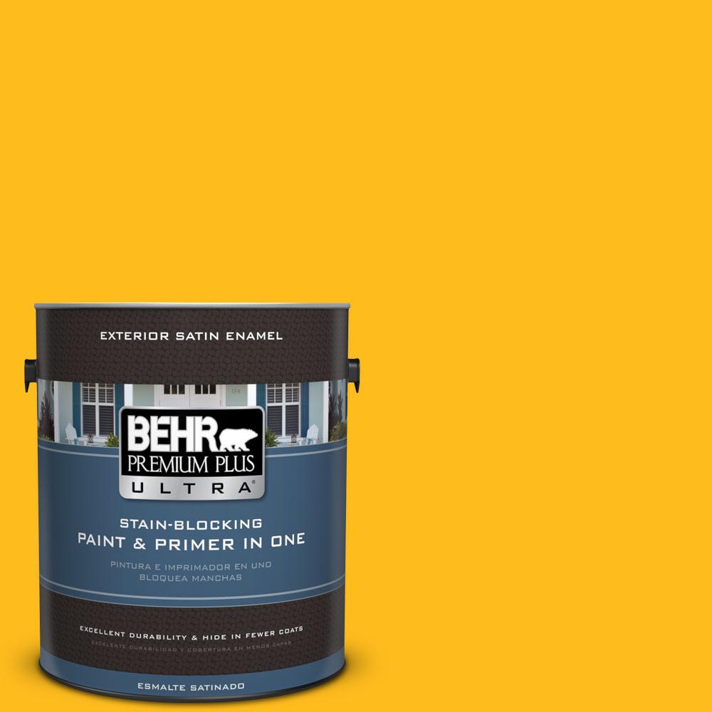 BEHR Premium Plus Ultra 1gal. P2907 Laser Lemon Satin Enamel