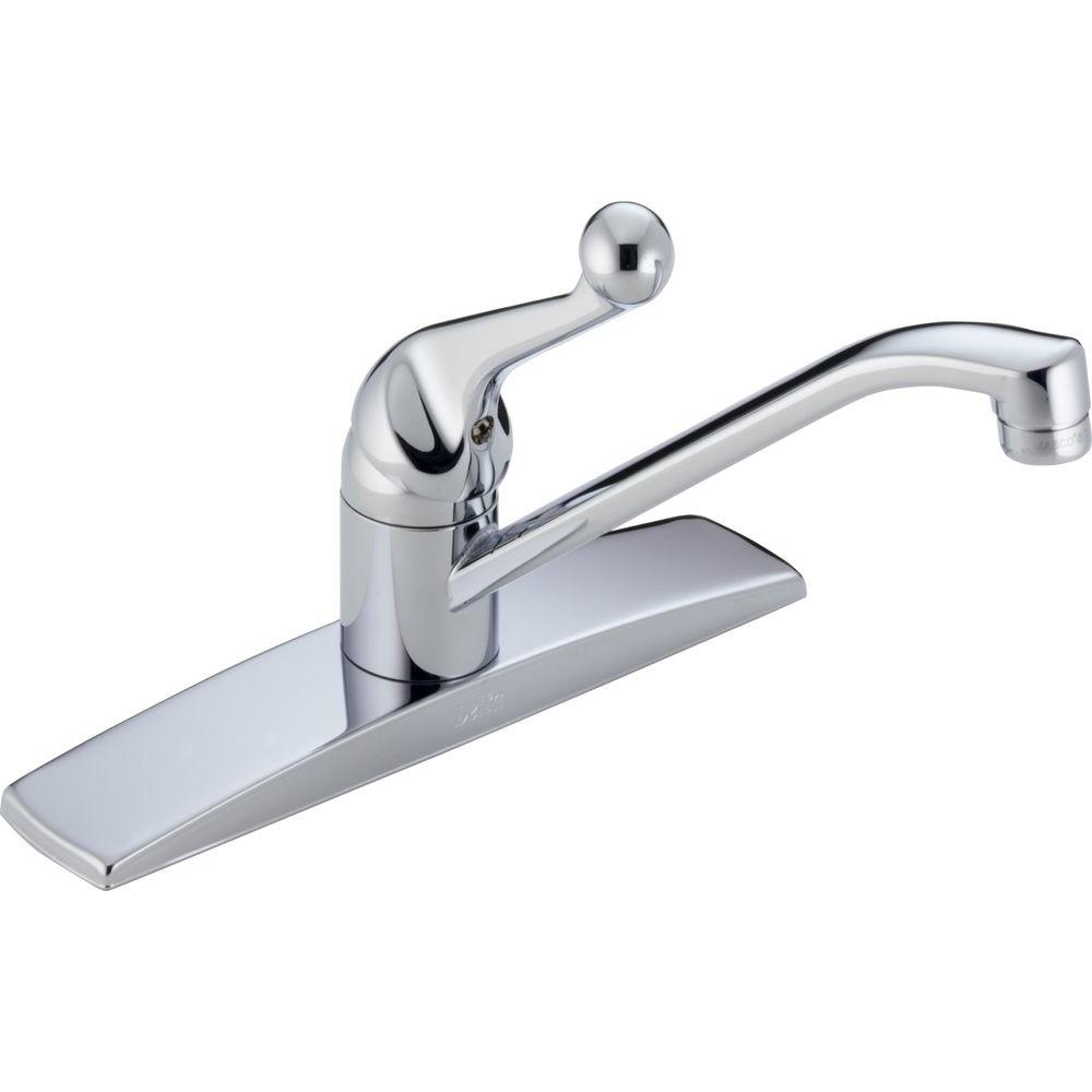 Delta Classic Single Handle Standard Kitchen Faucet In Chrome With Fittings 100lf Wf The Home Depot