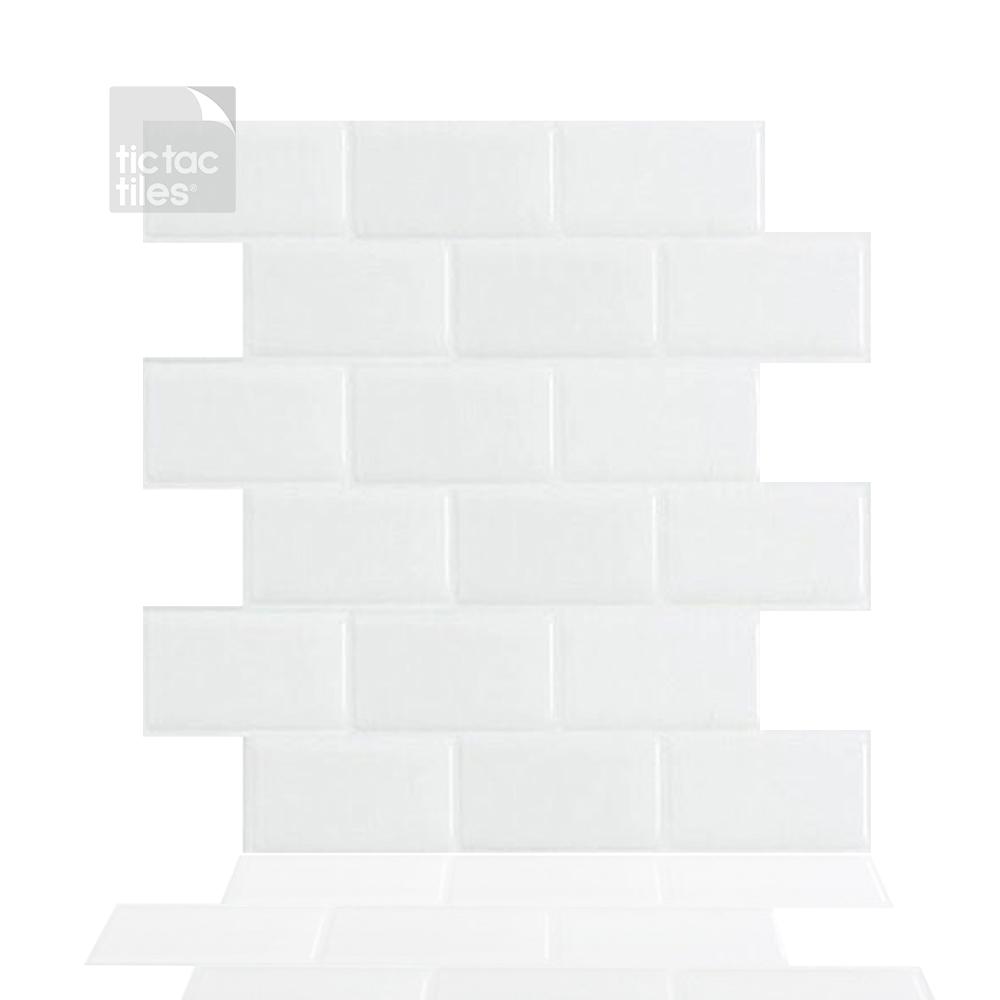 Tic Tac Tiles Subway White 12 In X L And Stick Self Adhesive Decorative Mosaic Wall Tile Backsplash 10 57 The Home Depot - White Self Adhesive Bathroom Floor Tiles Tic Tac Tiles Subway White 12 In X L And Stick Self Adhesive Decorative Mosaic Wall Tile Backsplash 10 57 The Home Depot - White Self Adhesive Bathroom Floor Tiles