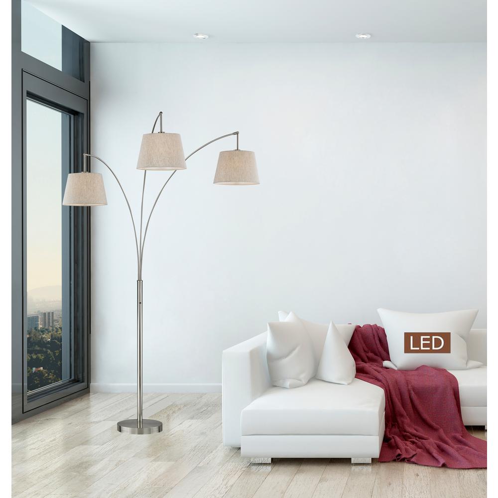 Hampton Bay 71 5 In Silver Mother Daughter Floor Lamp With Led Bulb Included 20921 001 The Home Depot