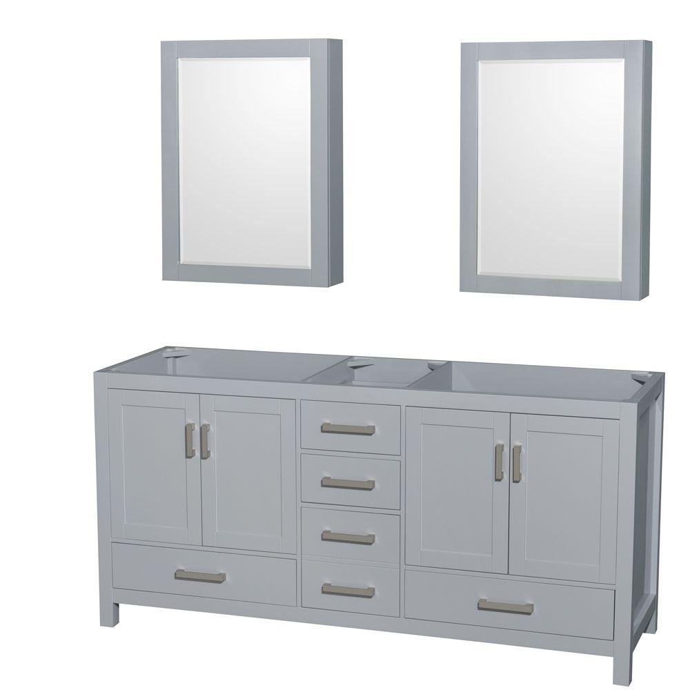 Wyndham Collection Sheffield 80 In Vanity Cabinet With Medicine Cabinet Mirrors In Gray Wcs141480dgycxsxxmed The Home Depot