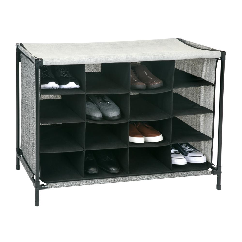 Simplify 14 In X 33 In X 24 In 16 Compartment Black Shoe Cubby 23200 Black The Home Depot