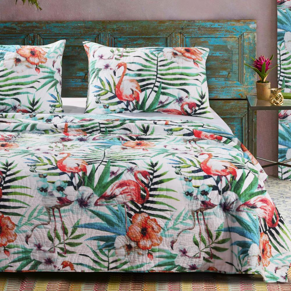 Barefoot Bungalow Flamingo Quilt Set 3 Piece King Gl 1804amsk