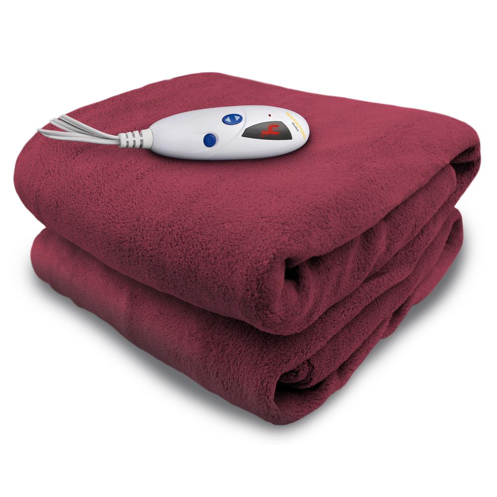 Biddeford Blankets 4460 Series Claret In Color 1 Size 50 X 62 4460 Series Claret In Color 1 Size 50 X 62 Micro Plush Heated Throw