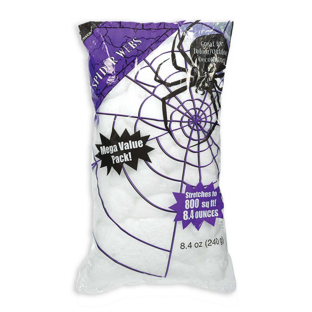 240 in. Halloween Big Pack White Polyester Spider Webs