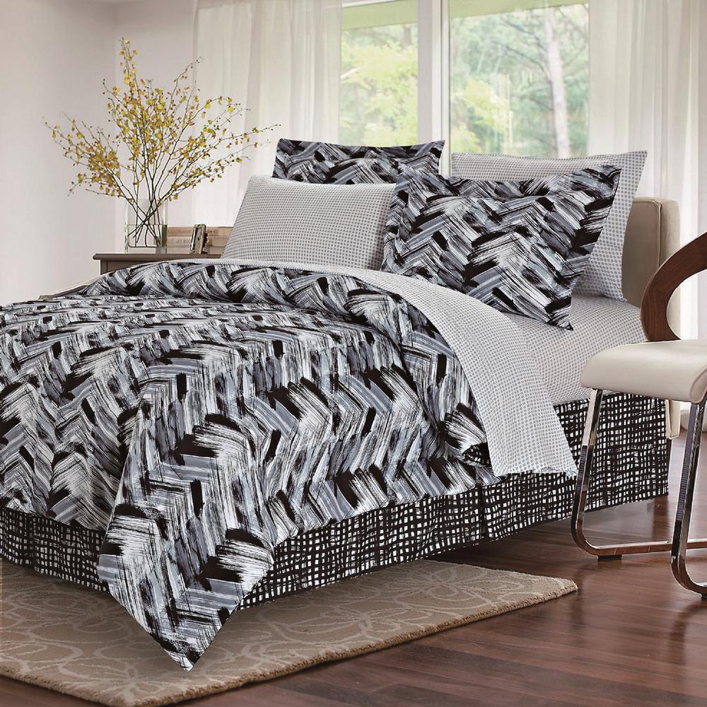 Brown Grey Tribeca Black 8 Piece Queen Bed In Bag Set Bg180240093 Brown Grey Tribeca Black 8 Piece Queen Bed In Bag Set Bg180240093 The Home Depot