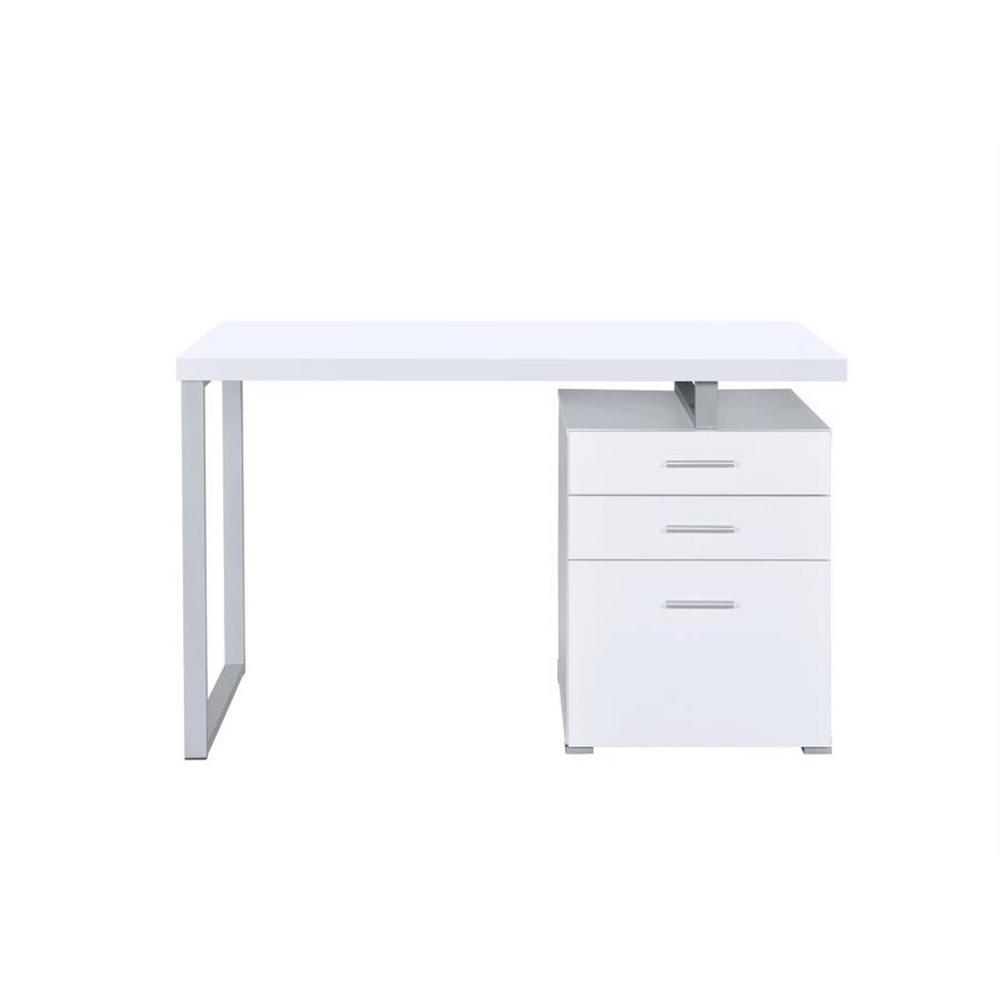 Coaster Writing Desk With File Drawer And Reversible Set Up White And Silver 800325 The Home Depot