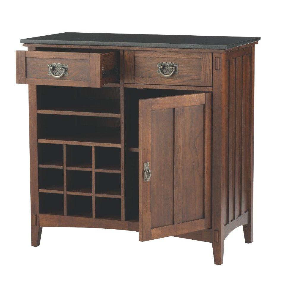 Home Decorators Collection Dark Oak Wood Bar Cabinet With Wine