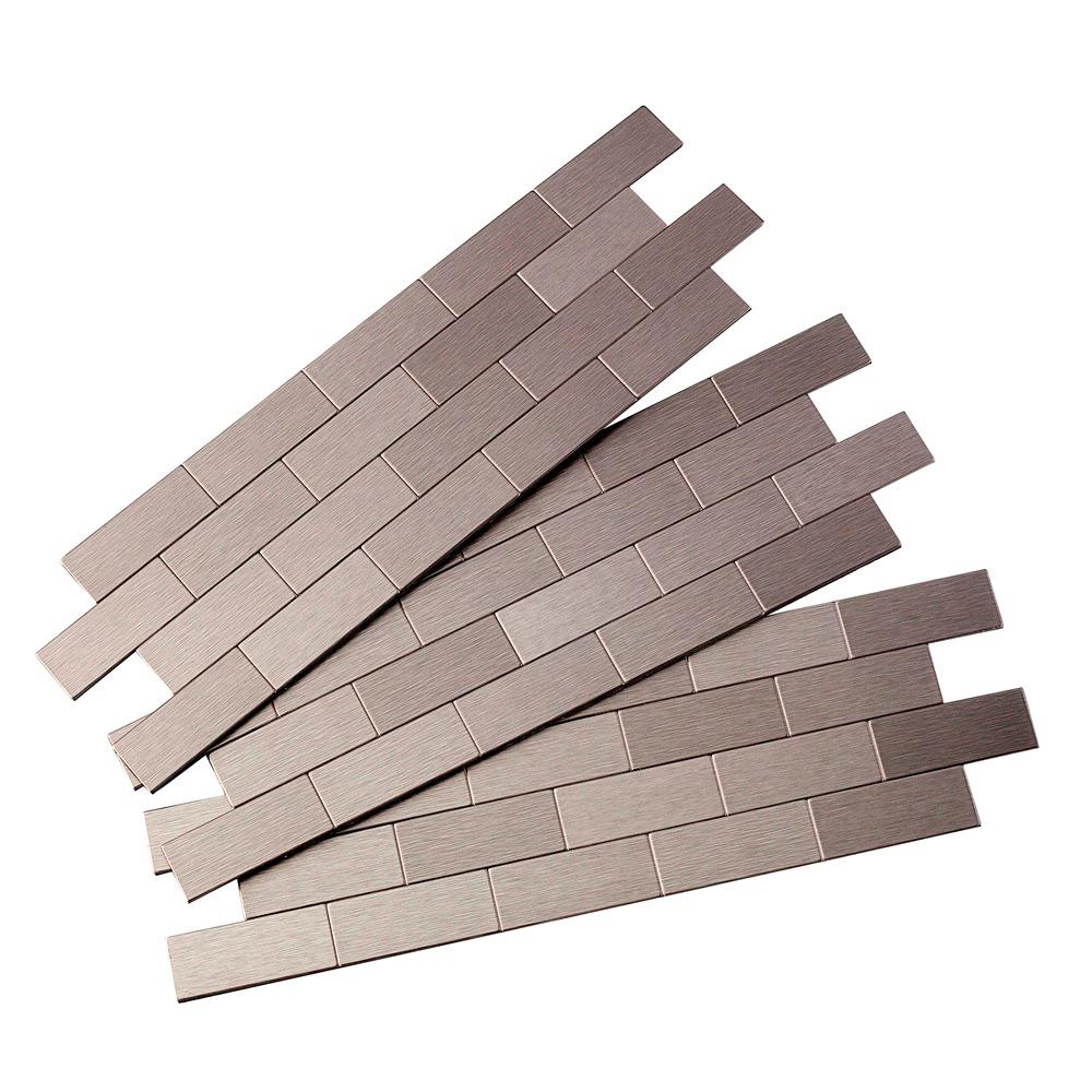 1 sq ft 4/" x 4/" Stainless Steel Brushed Metal Tile