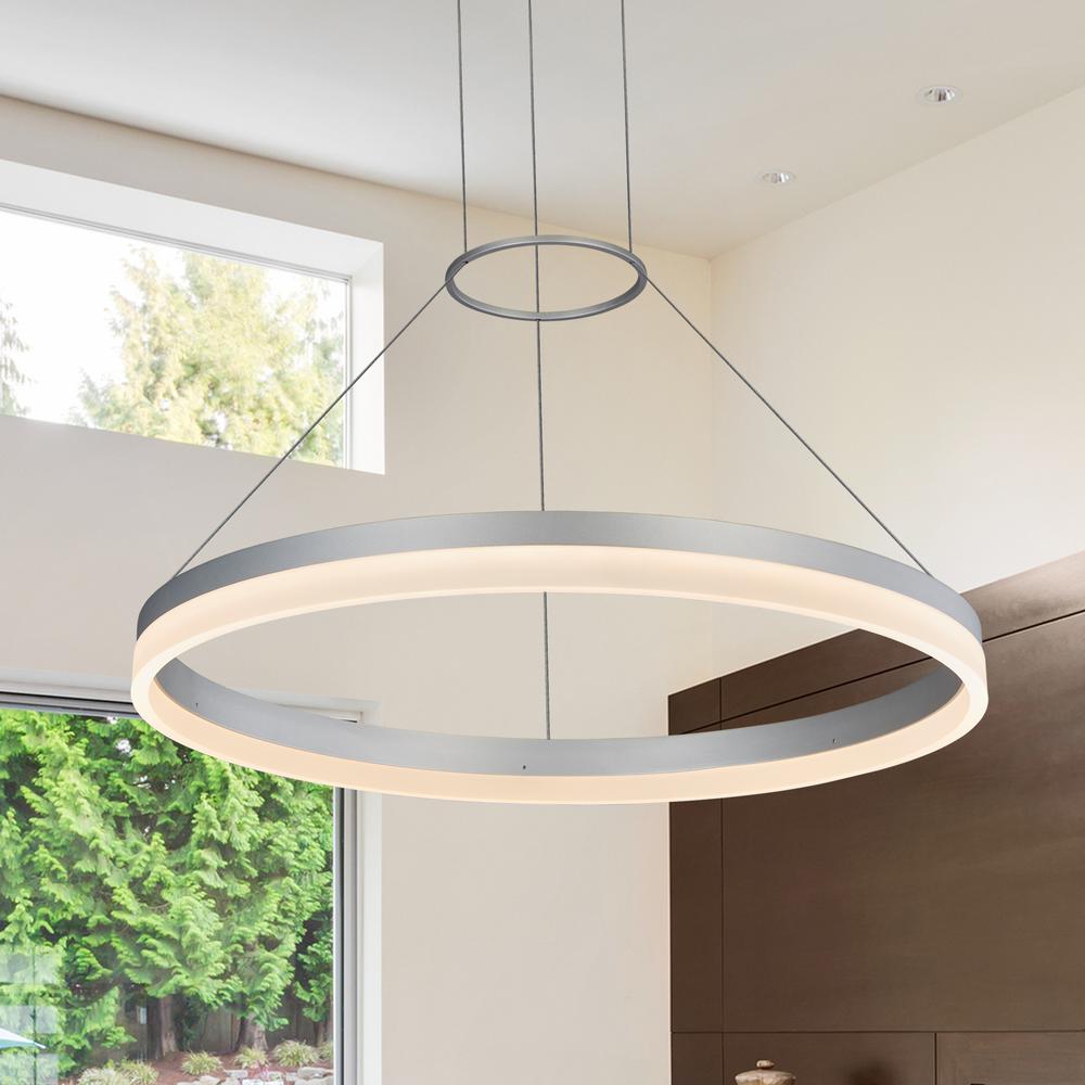 Vonn Lighting Tania Collection 37 Watt Silver Integrated Led Adjule Hanging Modern Circular Chandelier 24 In Vonn Lighting Tania Collection 37 Watt Silver Integrated Led Adjule Hanging Modern Circular Chandelier 24 In