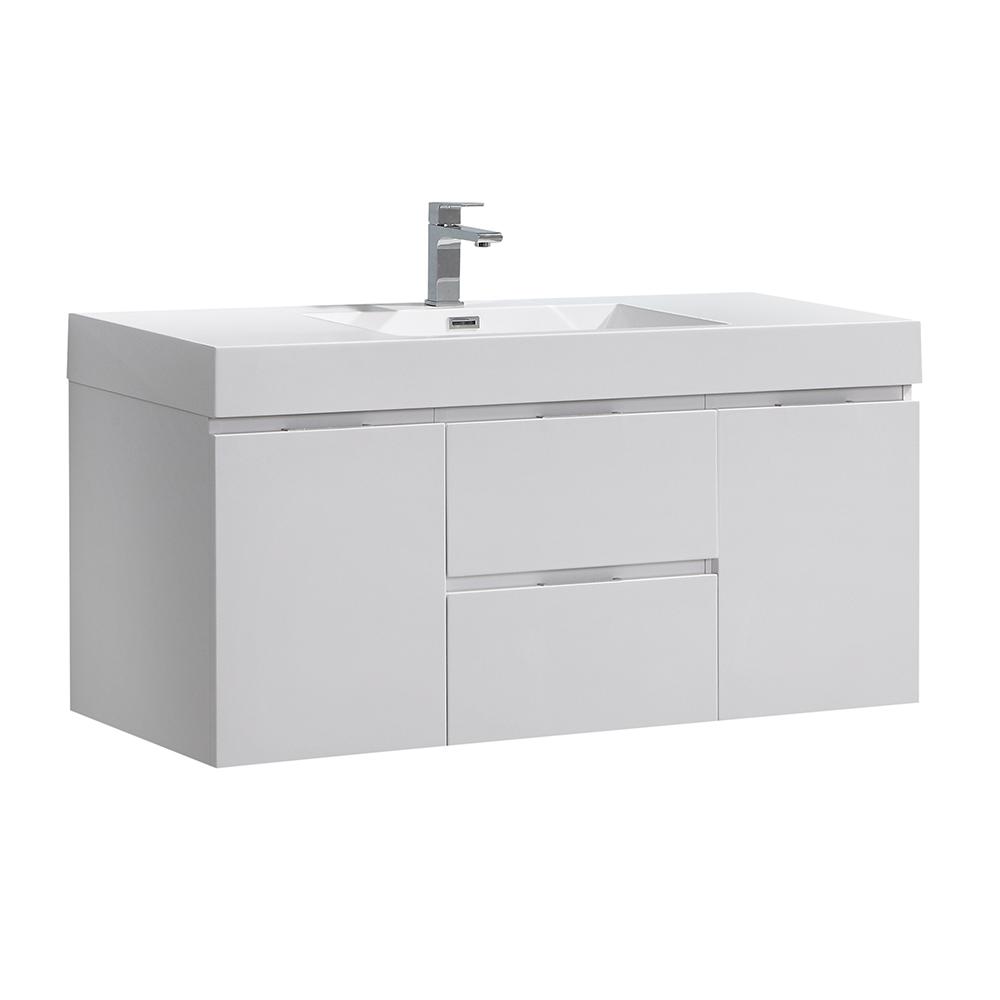 Fresca Valencia 48 in. W Wall Hung Bathroom Vanity in Glossy White