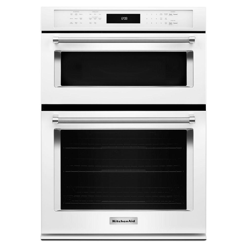 White Kitchenaid Microwave Electric Wall Oven Combinations Electric Even Heat True Convection Wall Oven With Built In Microwave