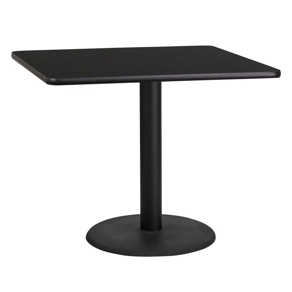 Flash Furniture 36 Round Black Laminate Table Top with 24 Round Bar Height Table Base and Foot Ring