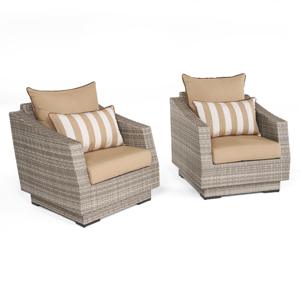 Rst Brands Best Rated Free Shipping Uv Resistant Sunbrella Cannes 2 Piece All Weather Wicker Patio Club Chair Seating Set With Maxim Beige