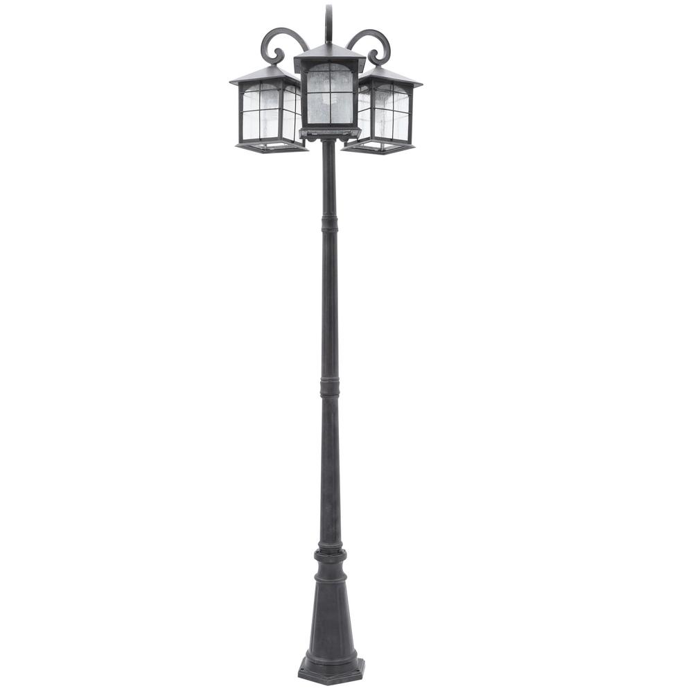 Home Decorators Collection Brimfield 3 Head Aged Iron Outdoor Post Light Hb7019a 292 The Home Depot