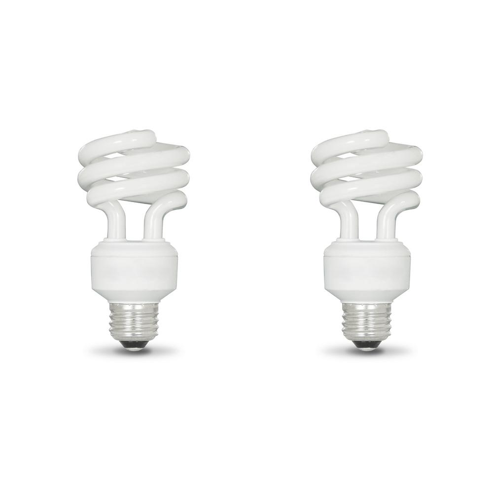 EcoSmart 75-Watt Equivalent A19 Spiral CFL Light Bulb Daylight (2-Pack ...