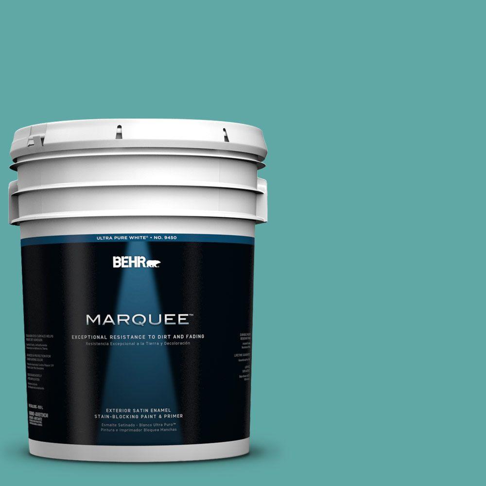 BEHR MARQUEE 5gal. 500D5 Teal Zeal Satin Enamel Exterior Paint