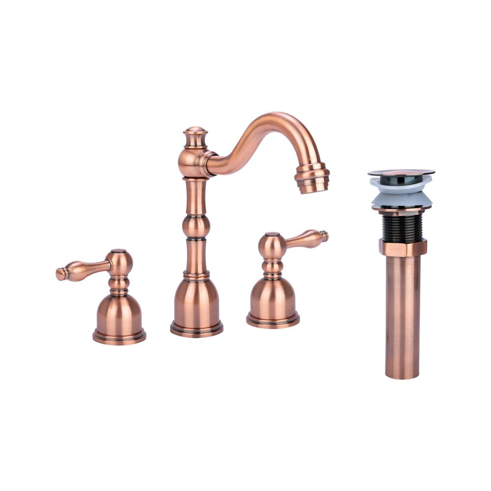 Fontaine By Italia Victorian 8 In Widespread 2 Handle High Arc Bathroom Faucet With Drain In Antique Copper N41518 Drn Ac The Home Depot