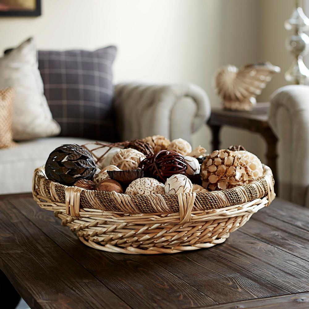 Household Essentials 6 1 In X 21 Large Decorative Round Rope Household Essentials 6 1 In X 21 Large Decorative Round Rope And Willow Basket Ml 7042 The Home Depot