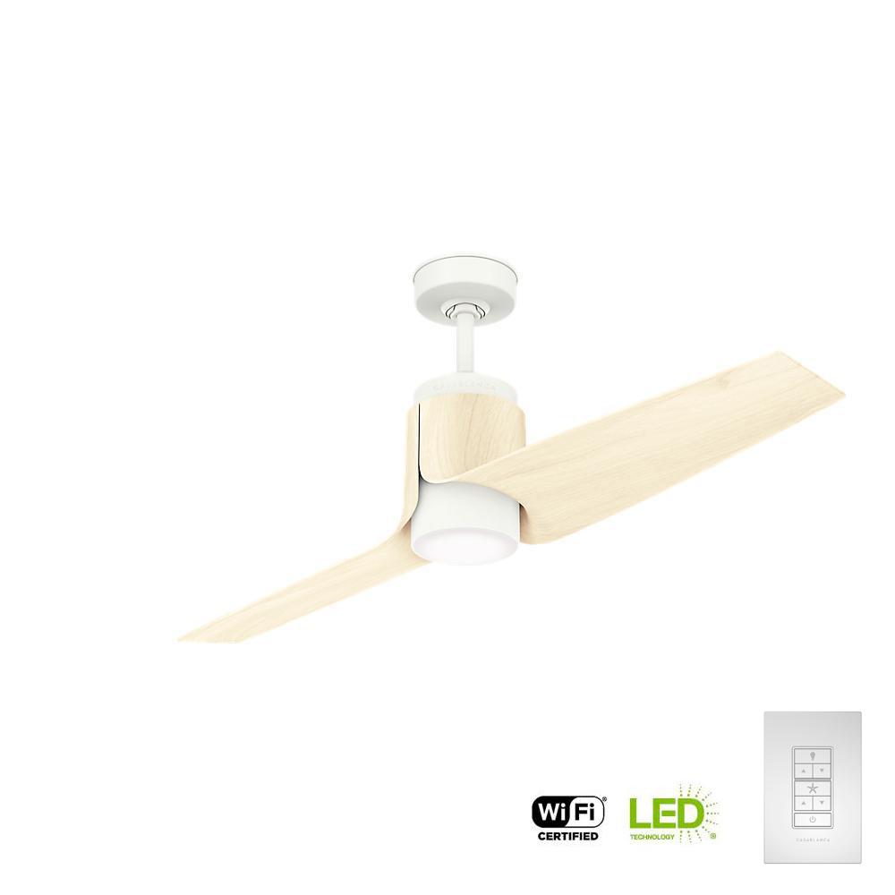 Casablanca Aya 54 In Led Outdoor Wifi Enabled Porcelain White Led Outdoor Wifi Enabled Porcelain White Ceiling Fan With Integrated Light