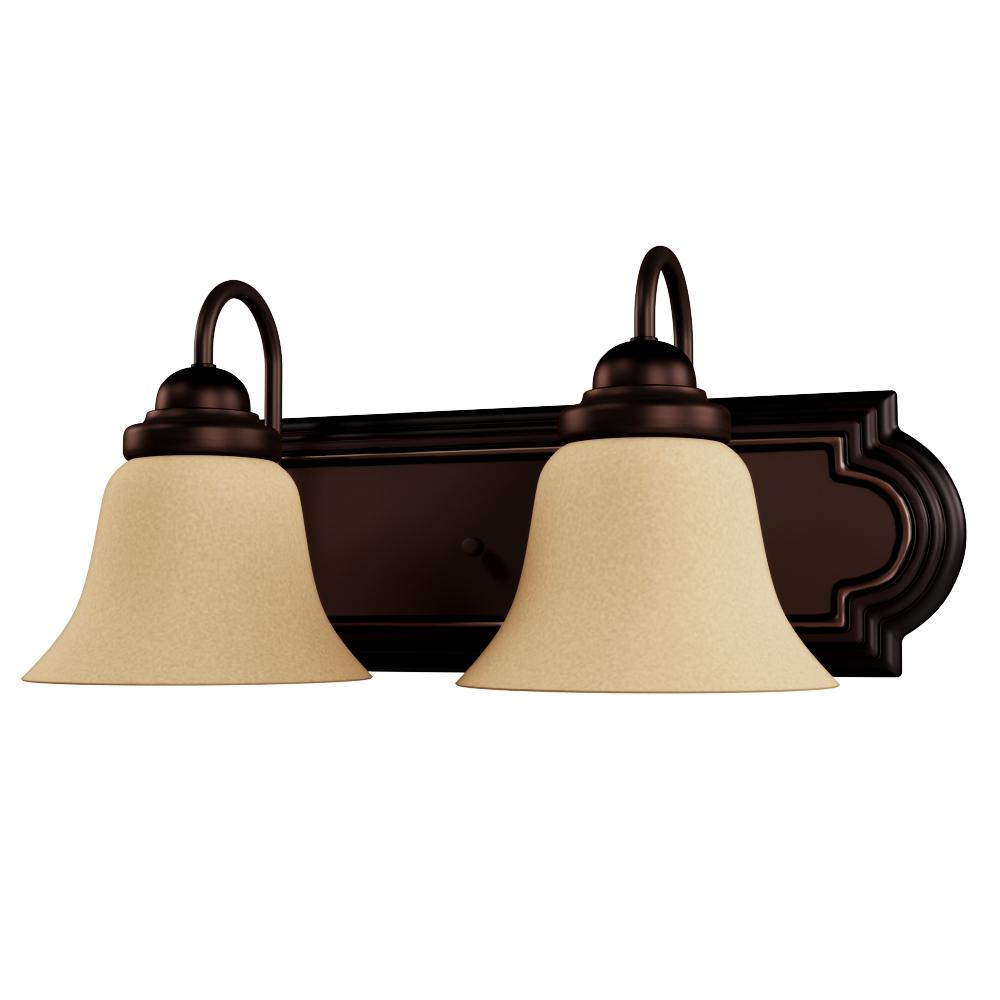 Glomar 2 Light Mahogany Bronze Vanity With Champagne Linen Light Mahogany Bronze Vanity